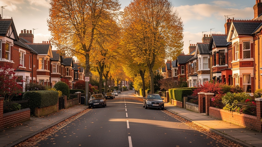 Traditional Victorian and Edwardian houses in a Wolverhampton residential street in the West Midlands